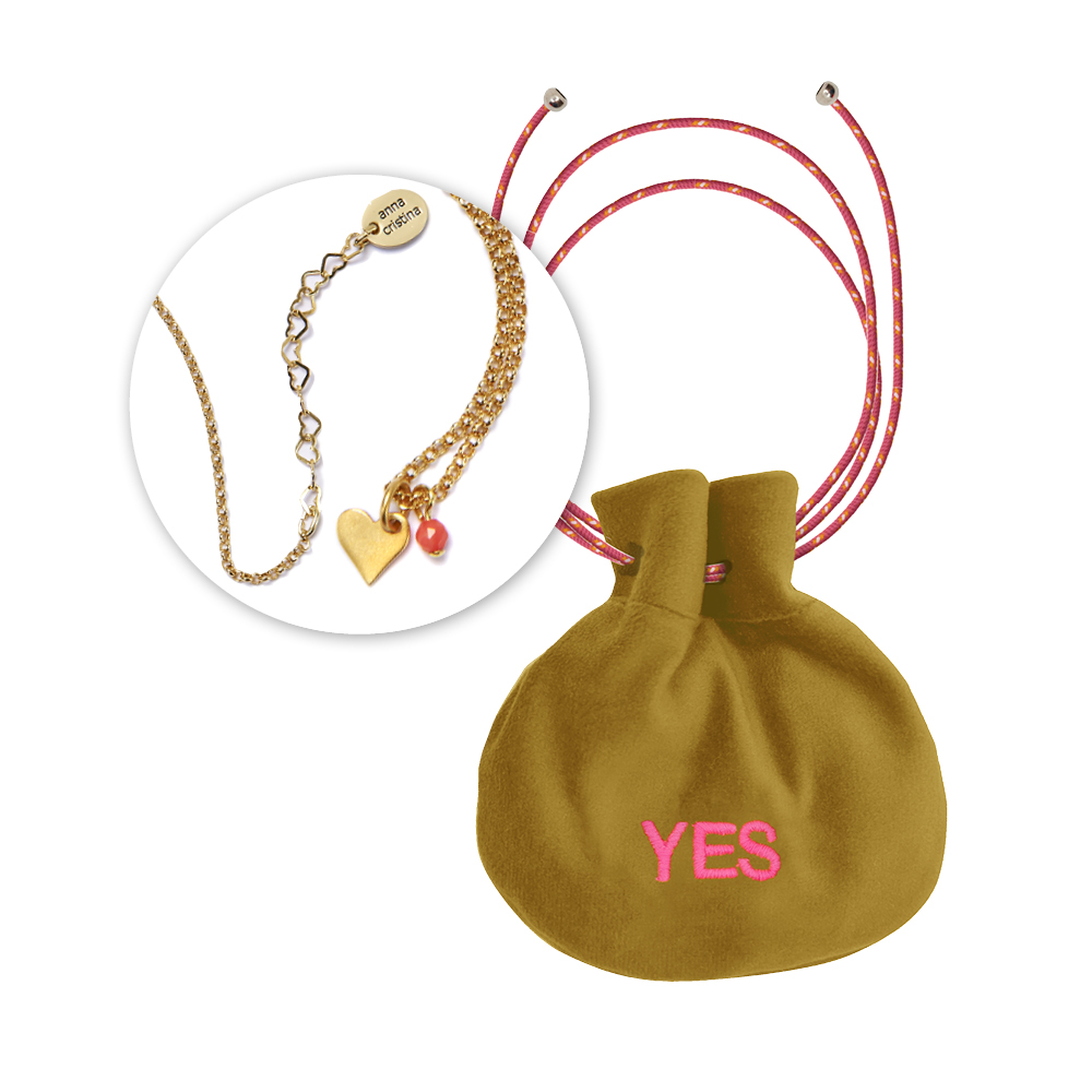 Kette "Herz" + Pouch-bag "Yes"