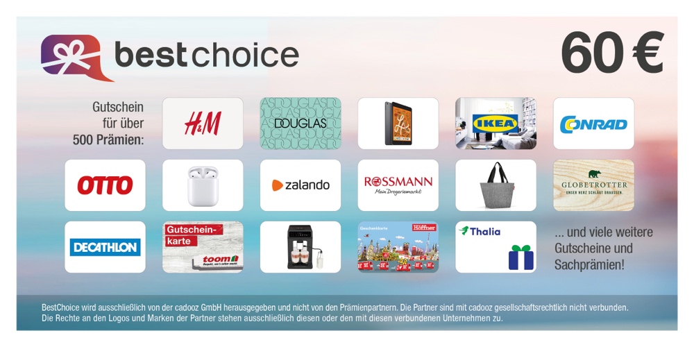 60 € BestChoice Gutschein 60 € BestChoice Gutschein