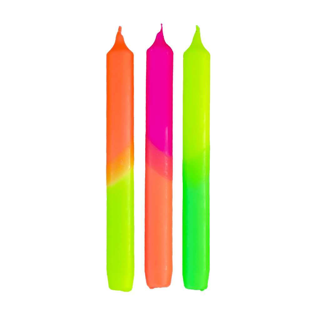 Stabkerzen "NEON", 3tlg.