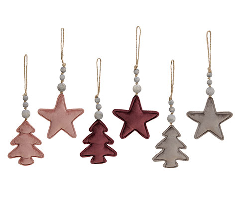Samt-Hänger "Christmas", 6er-Set
