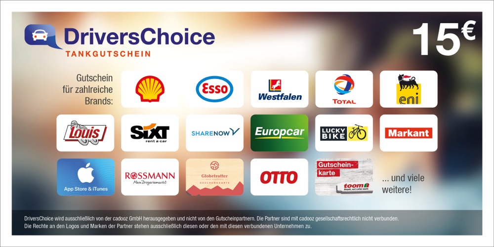 15 € Drivers Choice Gutschein 15 € Drivers Choice Gutschein