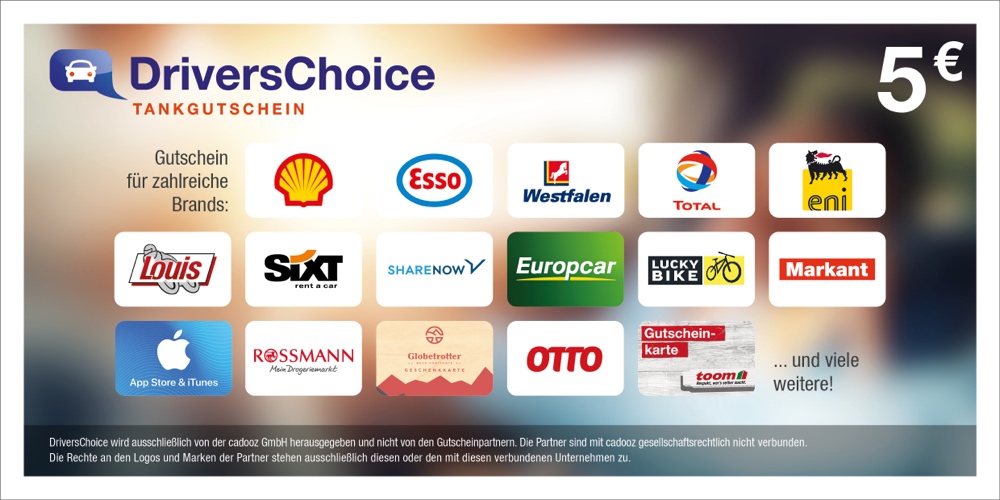 5 € Drivers Choice Gutschein 5 € Drivers Choice Gutschein